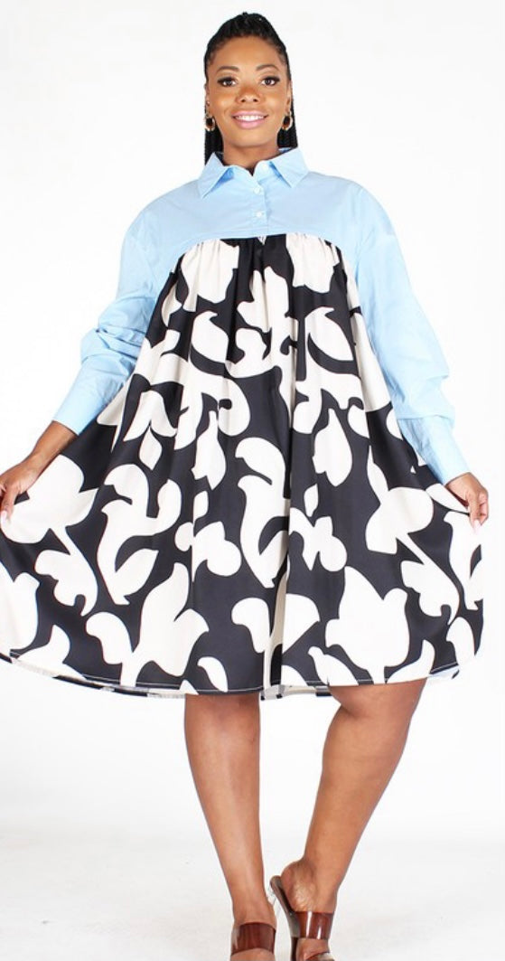 2 Tone Flare Dress