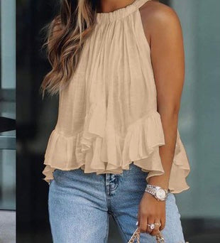 Layered Ruffled Sleeveless Top