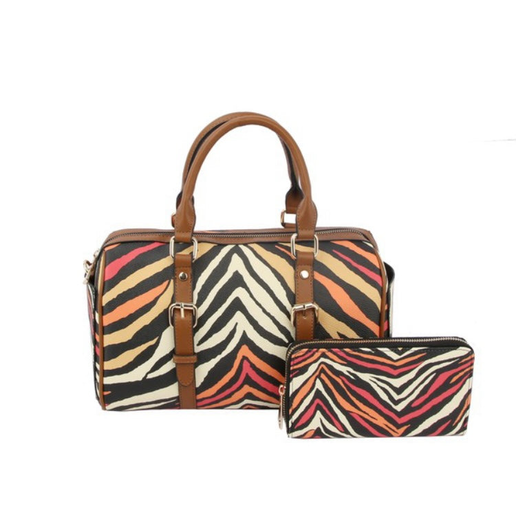 Multicolor Zebra Print Purse