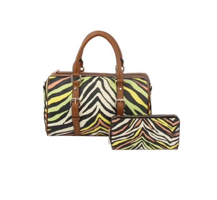 Multicolor Zebra Print Purse